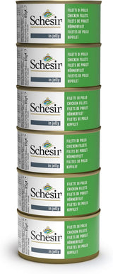 Alimento umido per gatti adulti, filetti di pollo in filetti e gelatina 100% naturale, confezione da 6 scatole x 85g
