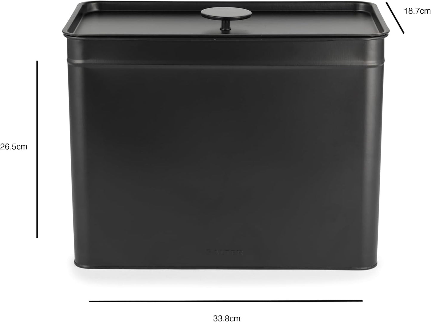 Salter BW12614EU7 Set contenitori Kuro - 4 contenitori da cucina Scatole organizer quadrate per pane/tè/caffè/zucchero, facili da pulire, per conservare gli alimenti freschi Scatole nere per alimenti Naty Shop