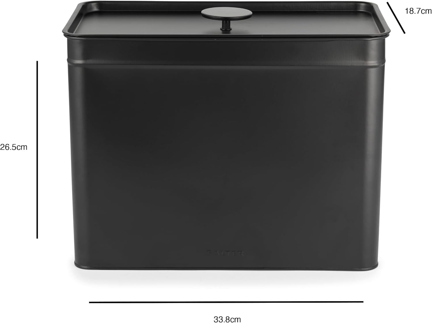 Salter BW12614EU7 Set contenitori Kuro - 4 contenitori da cucina Scatole organizer quadrate per pane/tè/caffè/zucchero, facili da pulire, per conservare gli alimenti freschi Scatole nere per alimenti Naty Shop