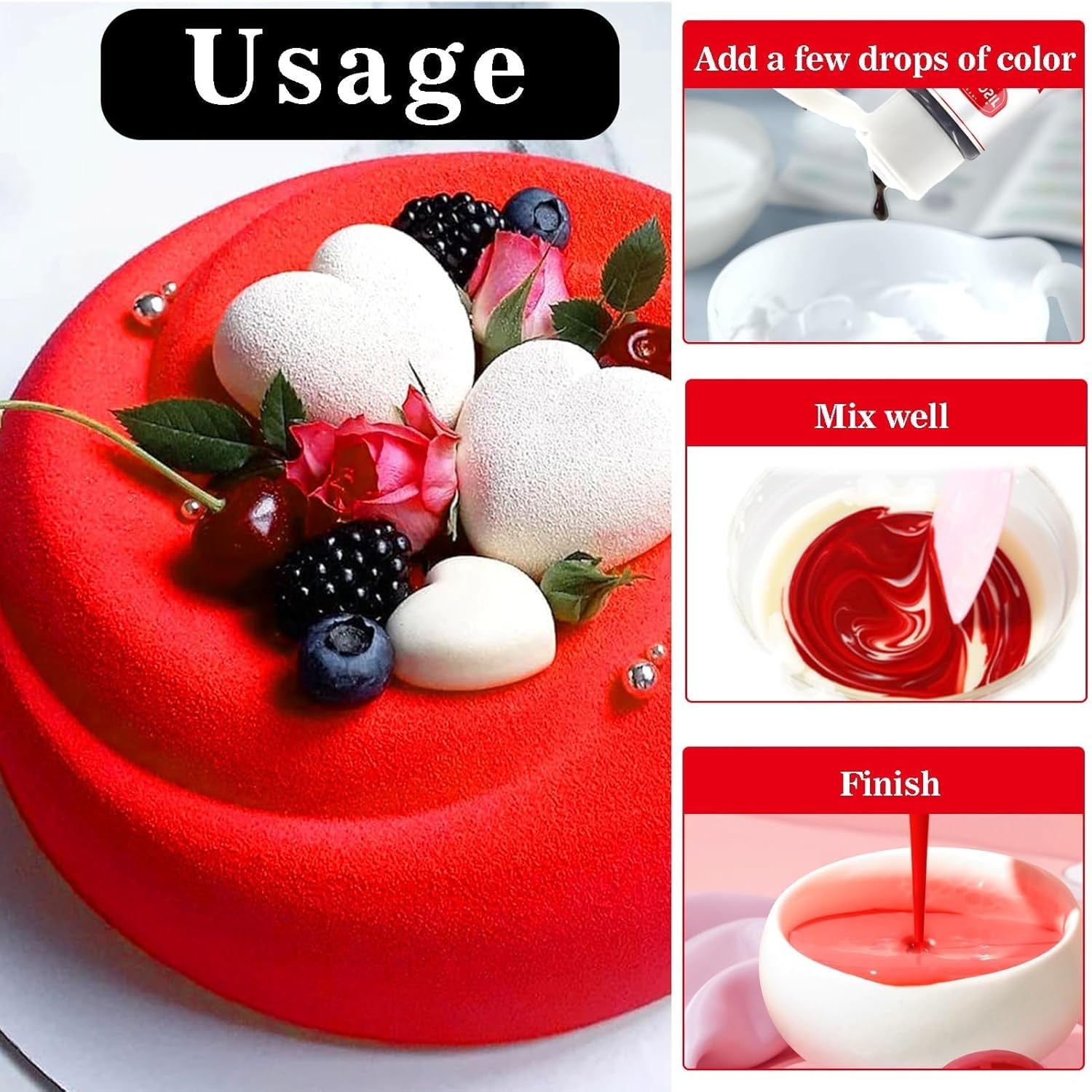 Colorante alimentare rosso, colorante alimentare concentrato da 26 g, colorante alimentare a base di olio, colorante alimentare concentrato senza zucchero, colorante alimentare liquido per cottura al forno - per burro di cacao, crema al burro