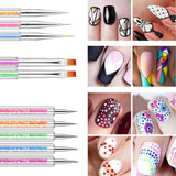 Set di 6 pins per nail art, set di pinsel dal design doppio, set di pinsel per nail art in acrilico Strumento per punteggiare i pinsel per nail art per nail art fai da te (con 1 pezzo di ricambio)