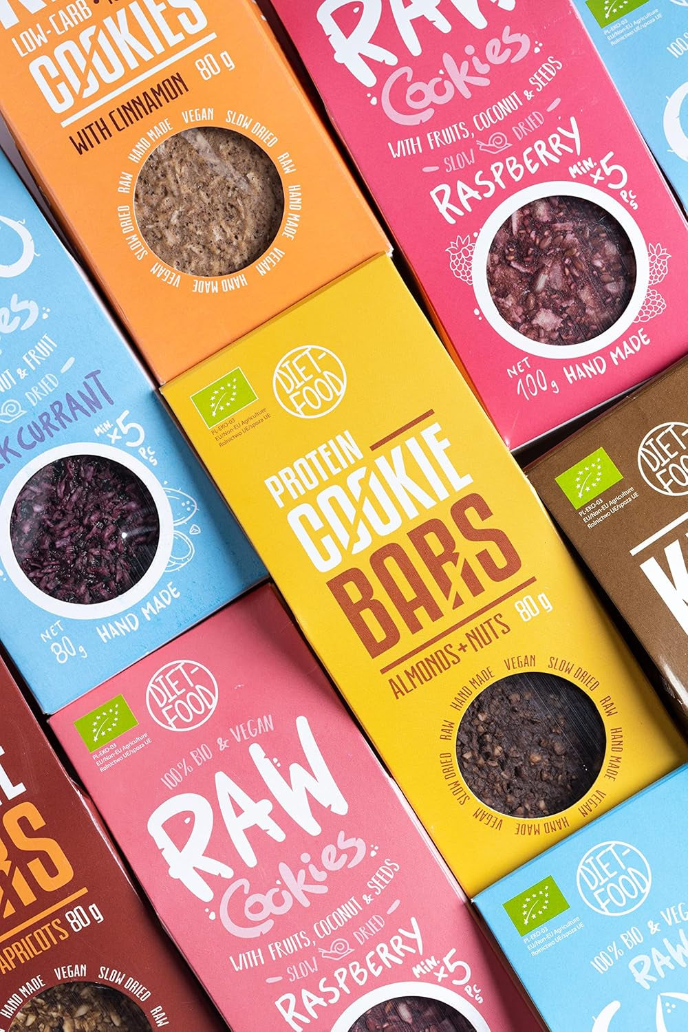 DIET-FOOD RAW Biscotti biologici al ribes nero Snack salutare Deliziosi biscotti da ufficio Senza conservanti 100 g (1 confezione)