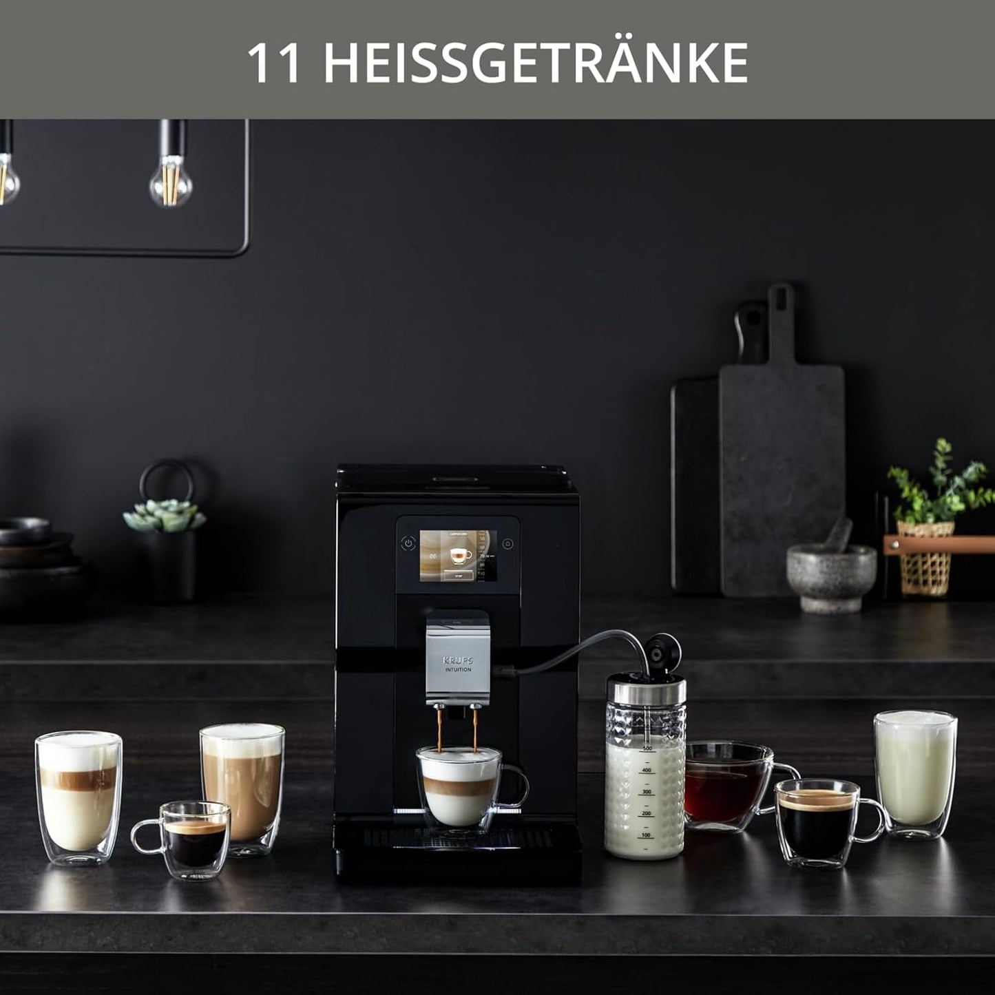 Macchina per caffè espresso completamente automatica Krups Intuition Preference con funzionamento simile a uno smartphone, touch screen a colori da 3,5", tecnologia Smart Slide, sistema di illuminazione intuitivo, 11 bevande, contenitore del latte, EA873810