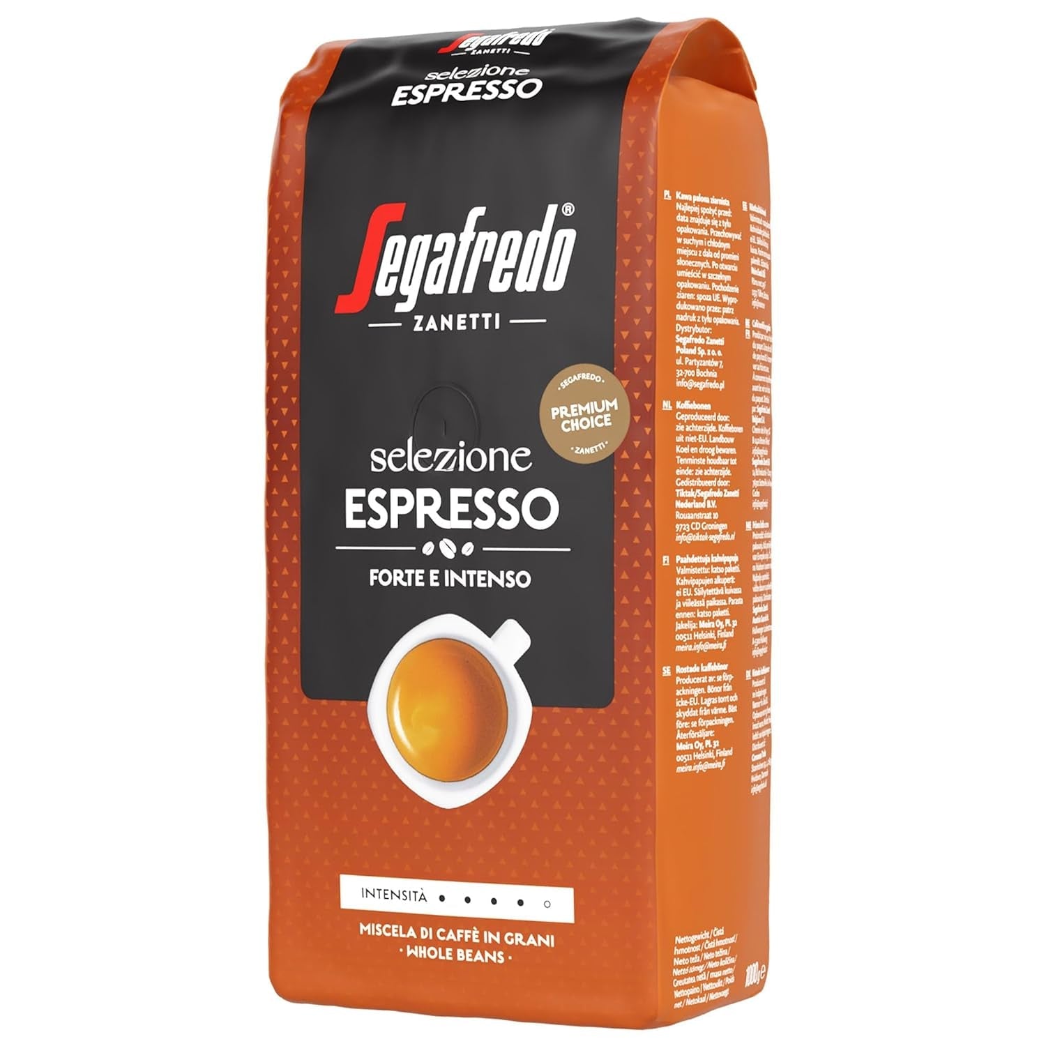 Segafredo Zanetti Selezione Espresso - Chicco intero (confezione da 1kg) - Adatto a tutte le specialità di caffè italiane - Tostatura da media a scura, sapore forte e intenso