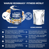 IronMaxx Fitness Muesli - Biscotti e panna, sacchetto da 2 kg | Muesli vegano ricco di proteine ​​con contenuto croccante | A basso contenuto di zuccheri e ricco di fibre