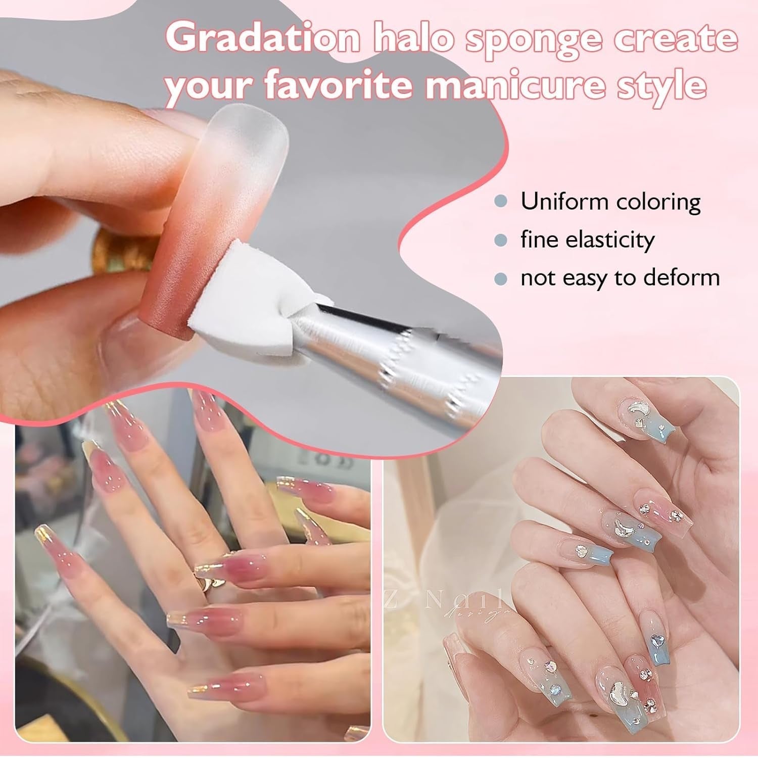 200 Pezzi Nail Art Schwamm Mit Metallgreifer,Nagelkunst Rendering Werkzeuge Mit Greifer,Sponge Nagel Pinsel,Nageldesign Zubehör Für Nail Art Rendering