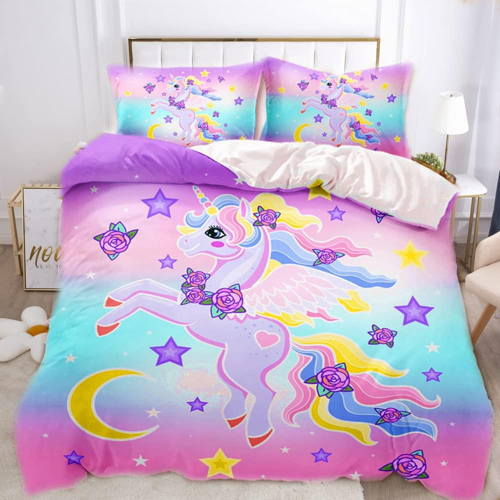 Lenzuola per bambine, Unicorno, 2 federe Lenzuola - bambini Naty Shop Unicorno arcobaleno multicolor 135×200 Cm