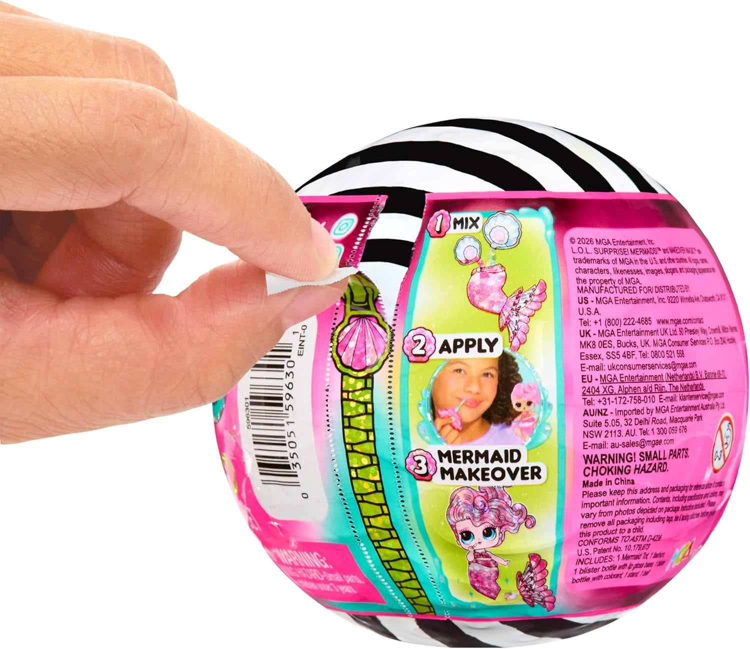 LOL Sorpresa! Sirene Makeover Magic Tots - Vero lucidalabbra per te e la tua bambola per realizzare, mescolare e creare trucchi, Divertente gioco con l'acqua, 6 bambole da collezionare - Dai 4 anni in su