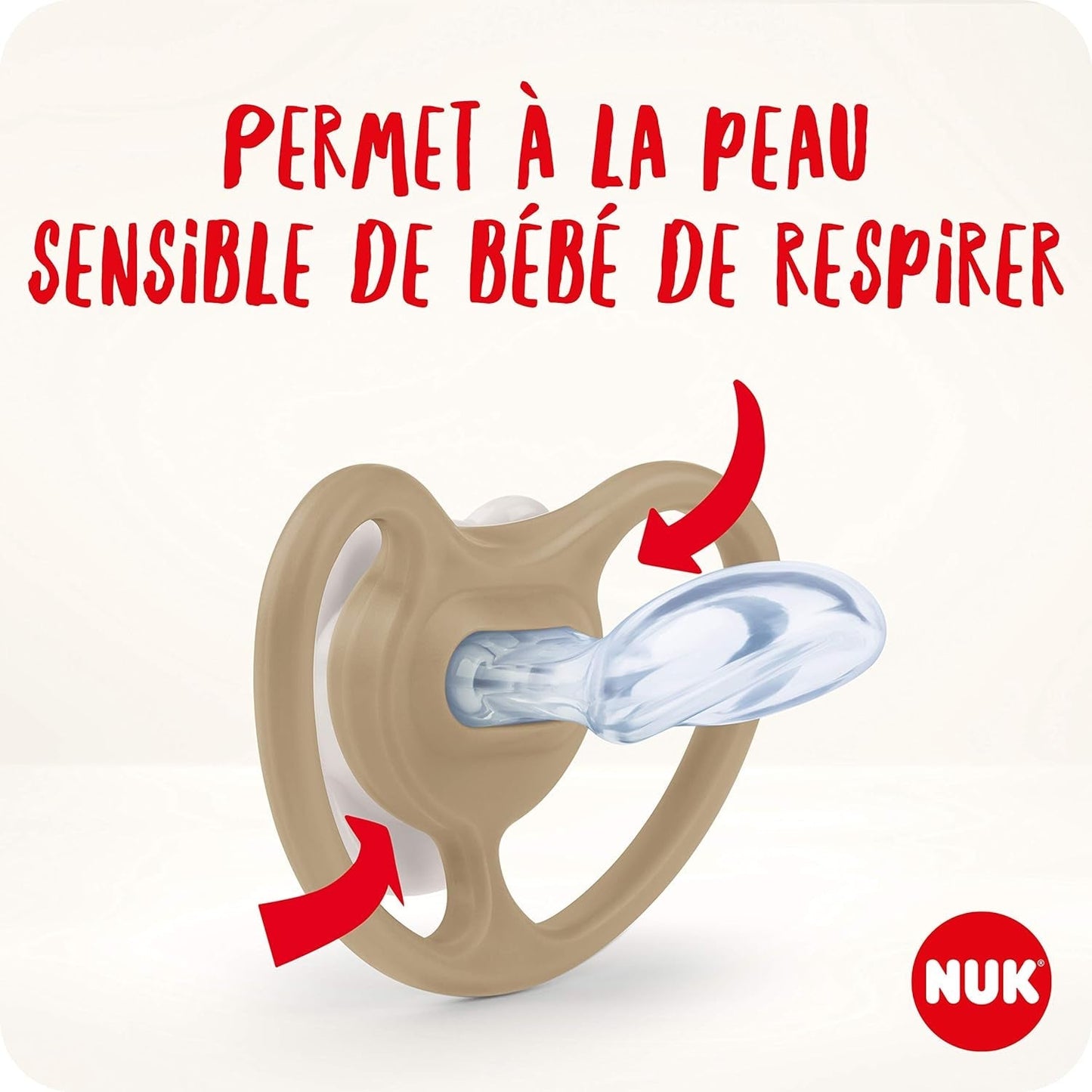 Ciuccio NUK Space per bambini 6-18 mesi, aperture extra grandi per pelli sensibili, silicone senza BPA, motivo zebrato, confezione da 2