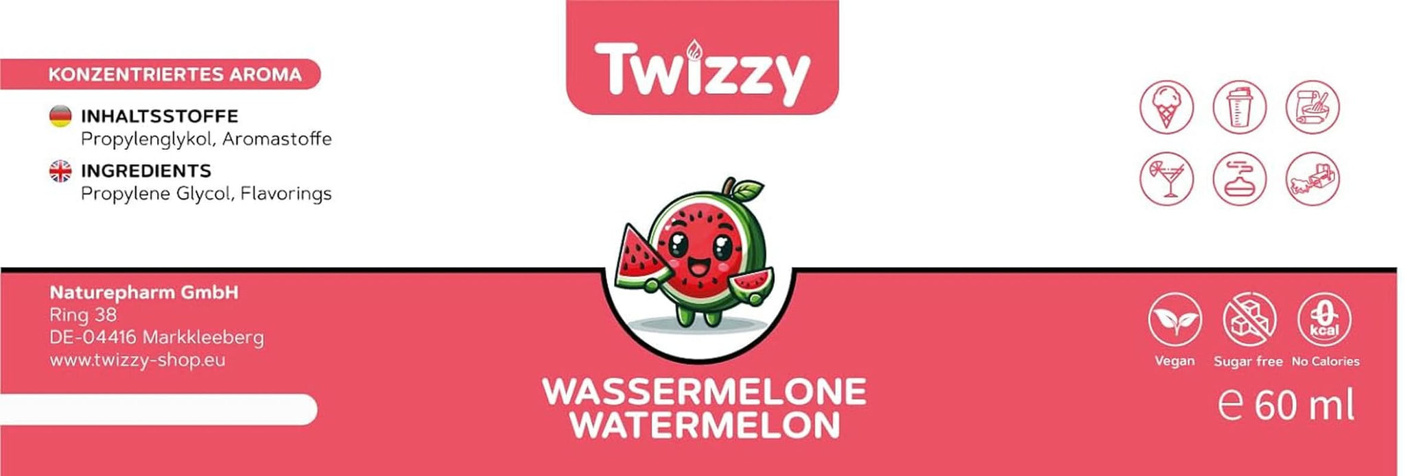Twizzy Anguria, Aroma Alimentare - 60 ml - Aroma intenso Arome Naty Shop