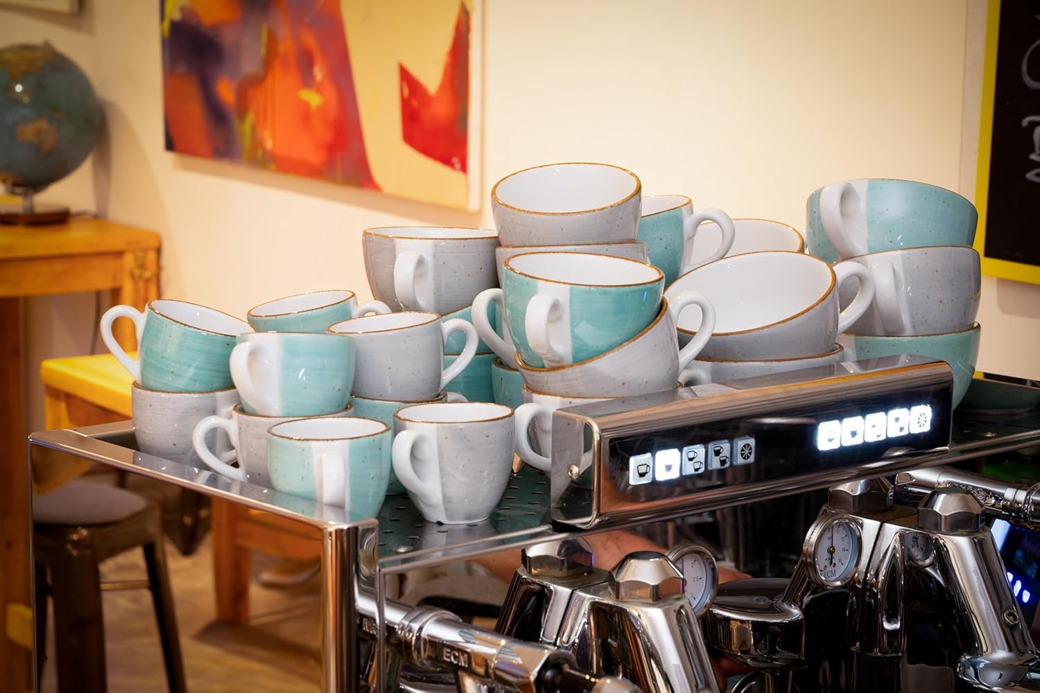 Creatable 34042 Vintage Nature Aqua Series Set di stoviglie da 8 pezzi per 4 tazze da caffè in porcellana Lavabile in lavastoviglie e adatto al microonde Prodotto in Europa