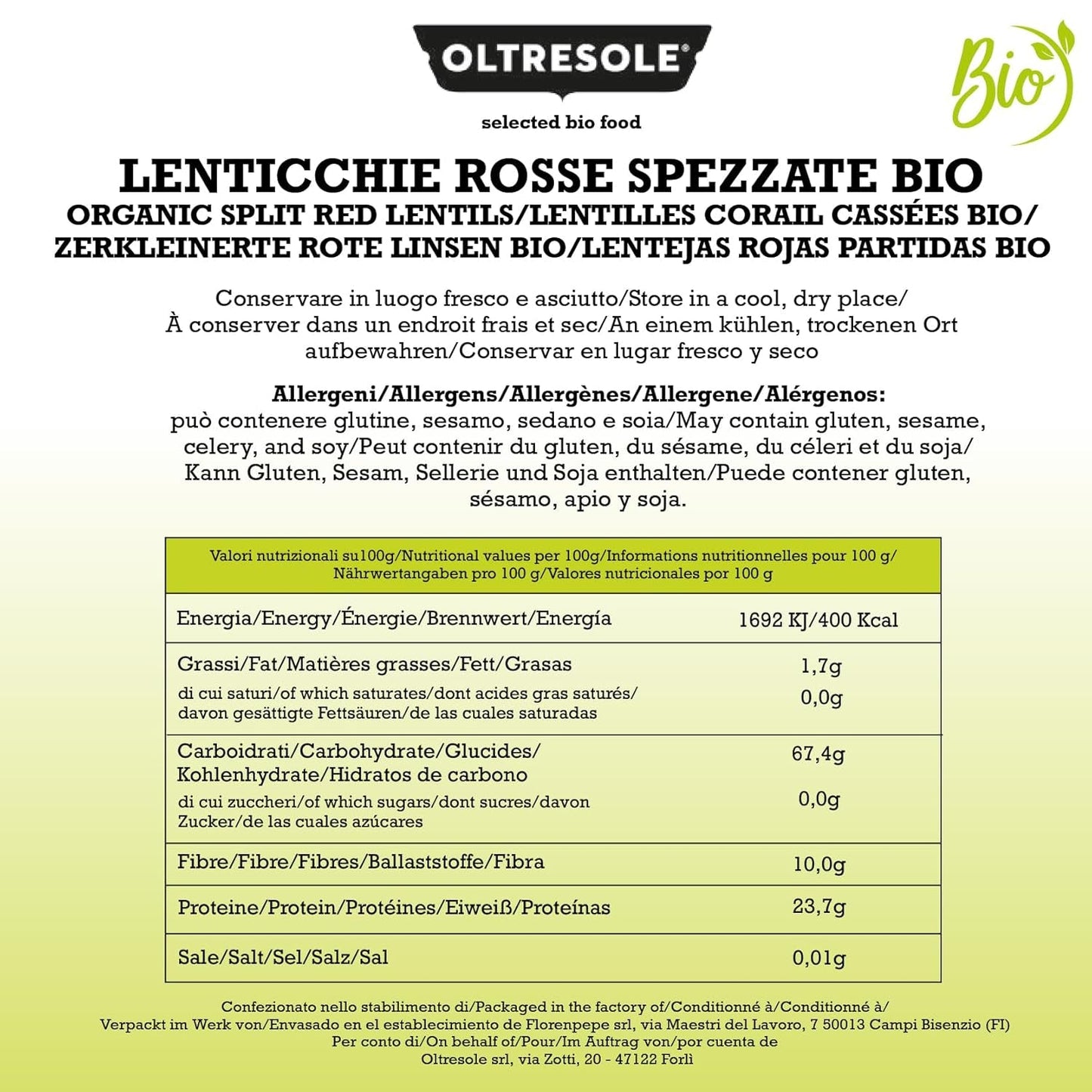 Lenticchie Rosse Spaccate Biologiche 5kg Legumi Sgusciati e Spaccati Biologici senza ammollo Fonte di proteine ​​e fibre Confezione economica