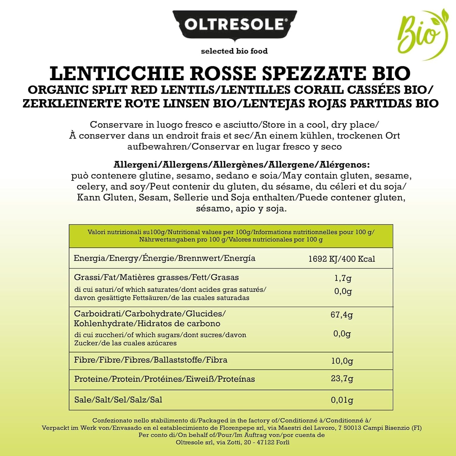 Lenticchie Rosse Spaccate Biologiche 5kg Legumi Sgusciati e Spaccati Biologici senza ammollo Fonte di proteine ​​e fibre Confezione economica