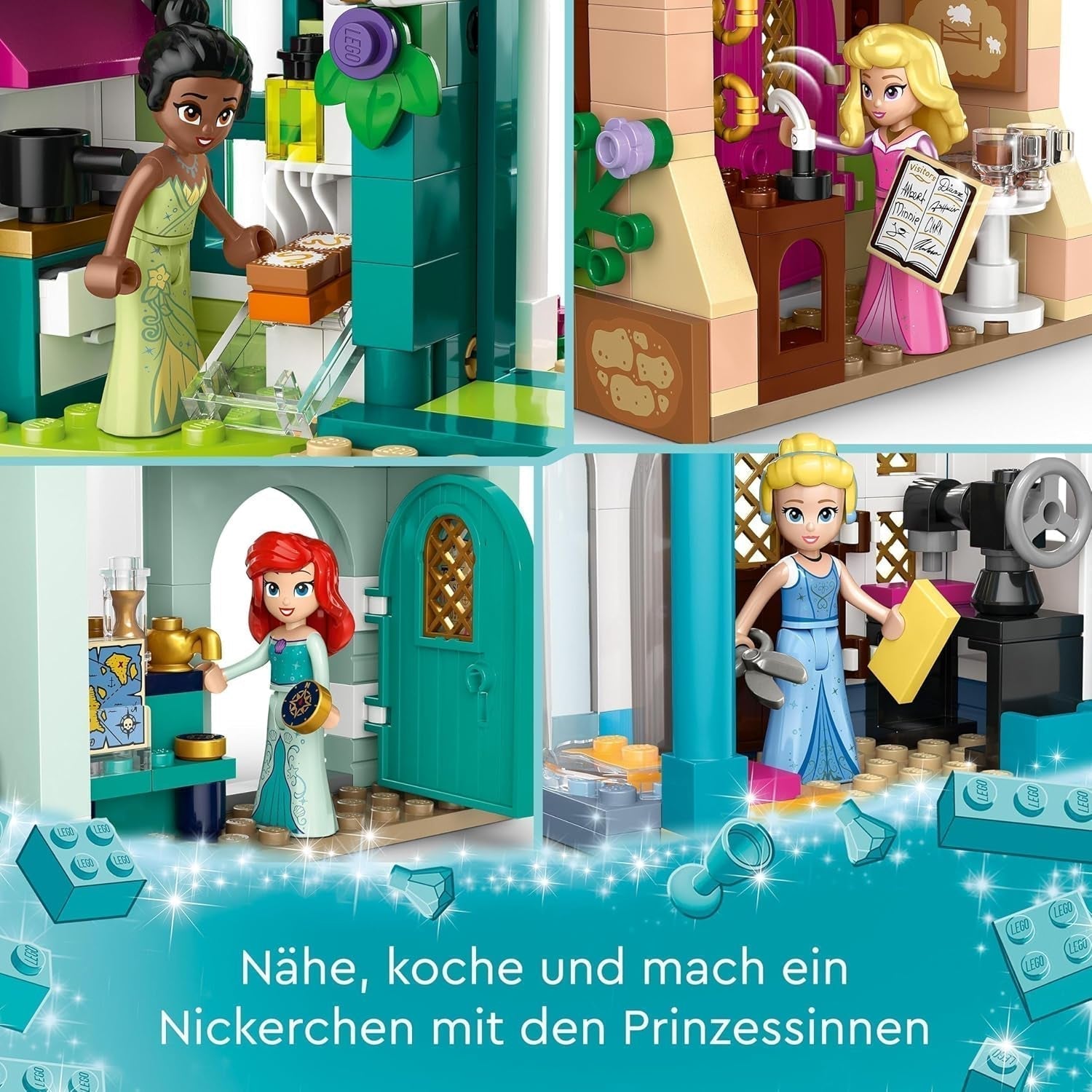 LEGO Disney Princess: Disney Princess Adventure Market, casa giocattolo con 4 bambole tra cui Cenerentola e Ariel, set da gioco con mappa del tesoro, regalo per ragazze e ragazzi a partire da 6 anni 43246 Set da costruzione Besuche den LEGO-Store