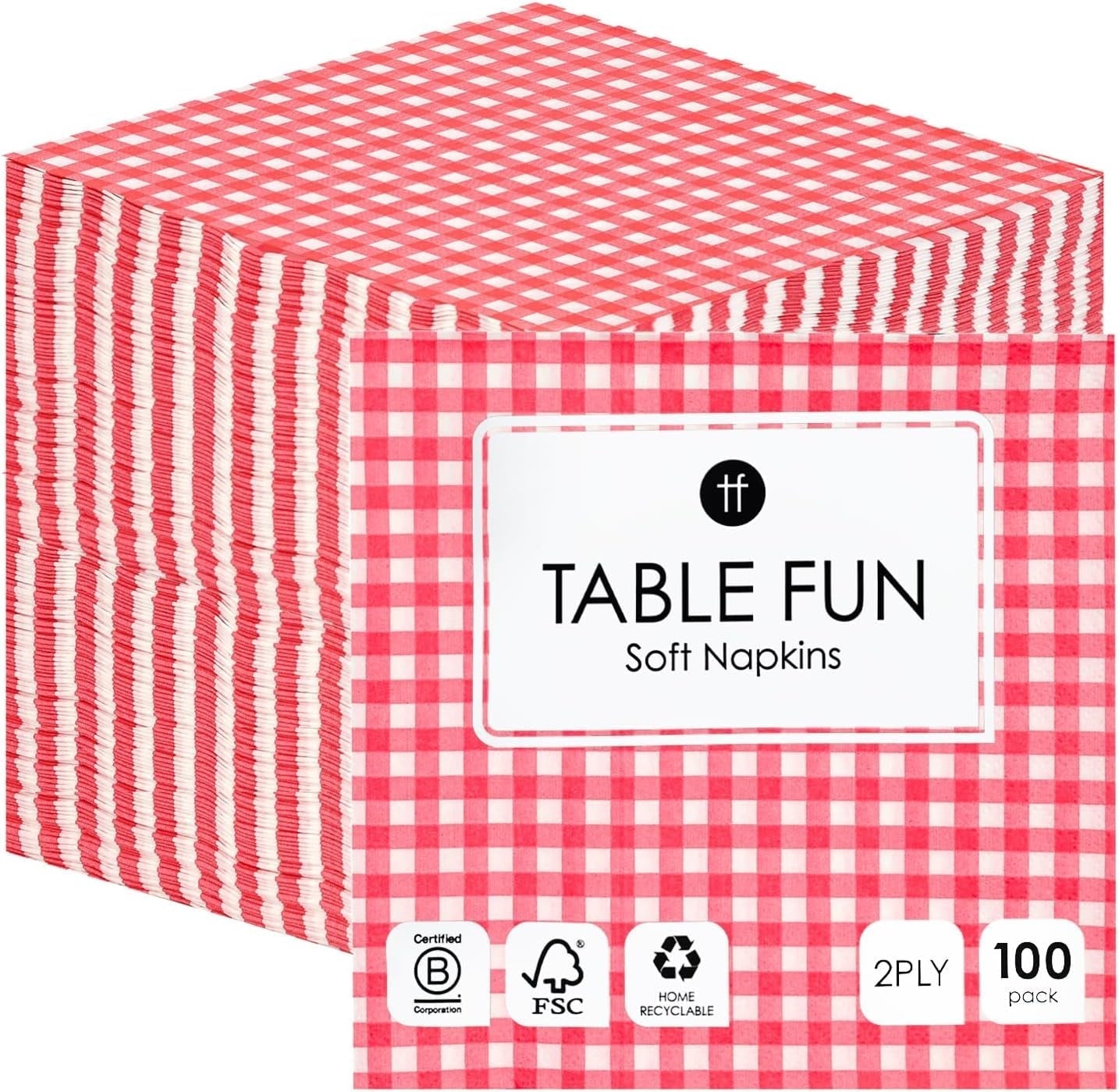 Talking Tables Confezione da 100 tovaglioli di carta morbidi con motivo rosso Tovaglioli usa e getta per compleanni Matrimoni Servizio al tavolo Natale Catering Made in EU 2 veli 33 cm