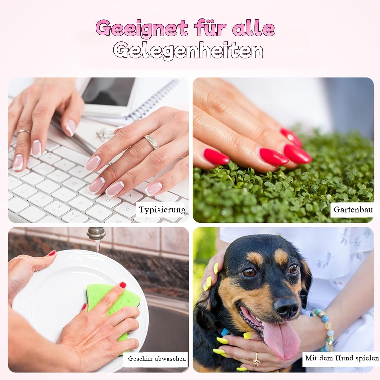30 unghie finte francesi - colla su unghie artificiali - unghie in gel morbido per donne - manicure quadrata per unghie adesive acriliche (rosa francese)