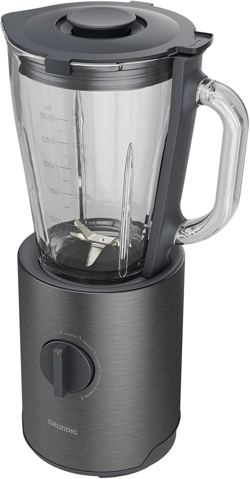 Grundig Delisia Novus SM 7140 Professioneller Robot da cucina, 1,5 litri, 800 Watt, 6-Fach Edelstahlmesser Mit Zirkonium-Beschichtung, 5 Geschwindigkeitsstufen + Pulse-Funktion, Dark Inox/Edelstahl Kitchen Naty Shop