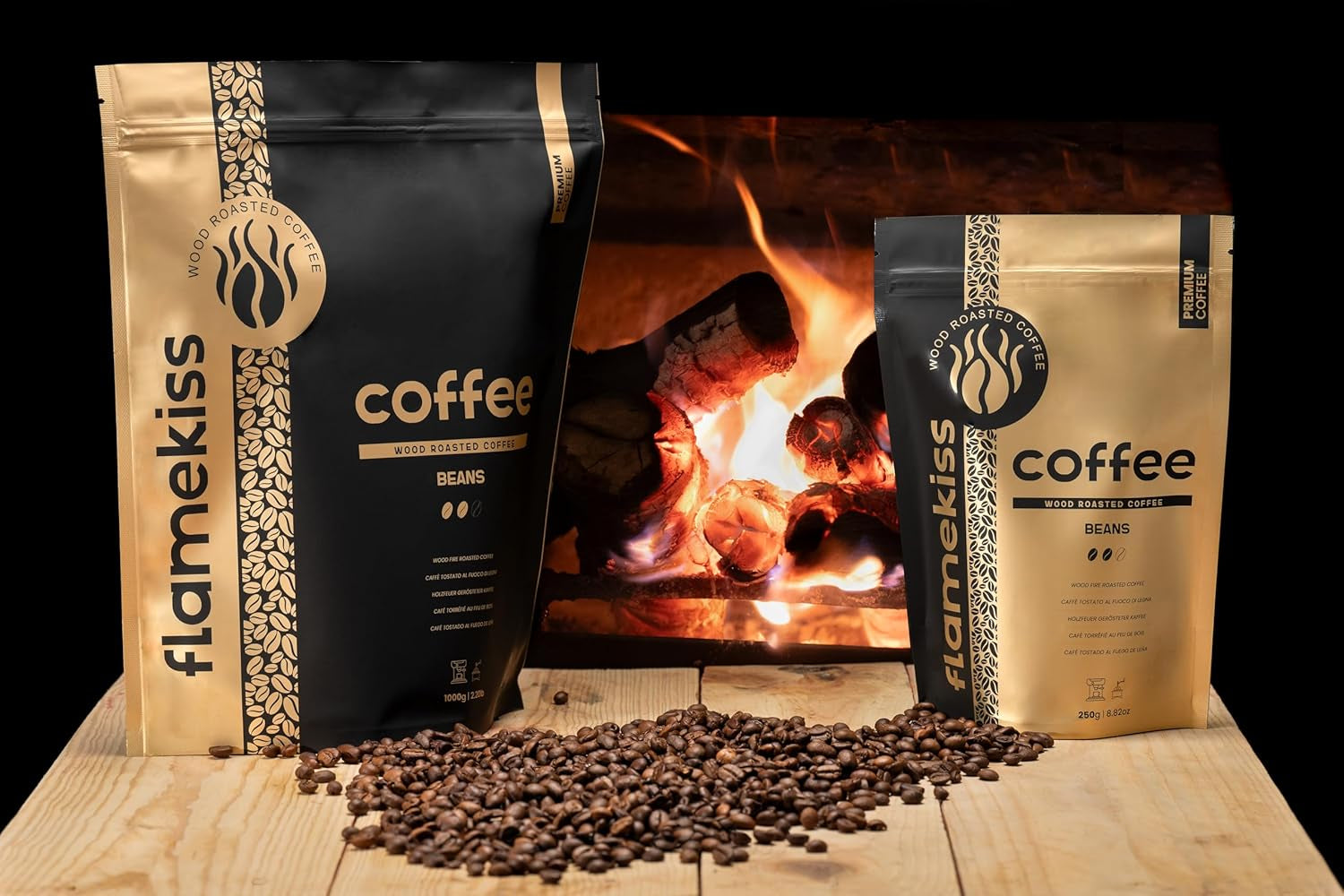 Caffè in grani da 1 kg – Chicchi di caffè espresso Arabica e Robusta di alta qualità, tostati a mano su fuoco a legna per un'esperienza ricca e aromatica di caffè in grani interi