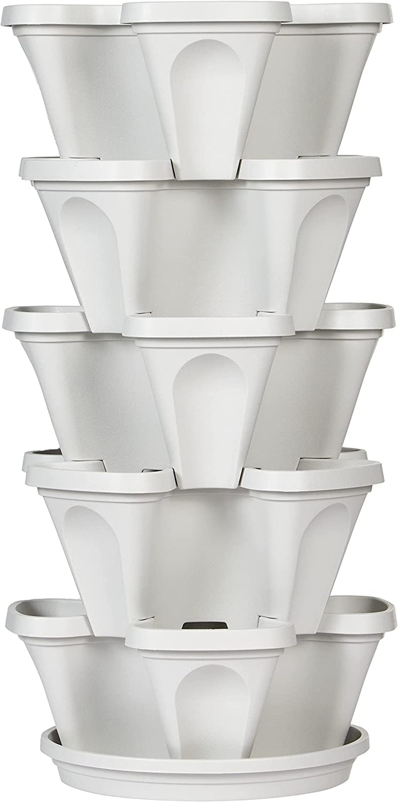 Fioriera verticale impilabile a 5 livelli per fragole, erbe aromatiche, fiori e verdure per giardino interno ed esterno.
