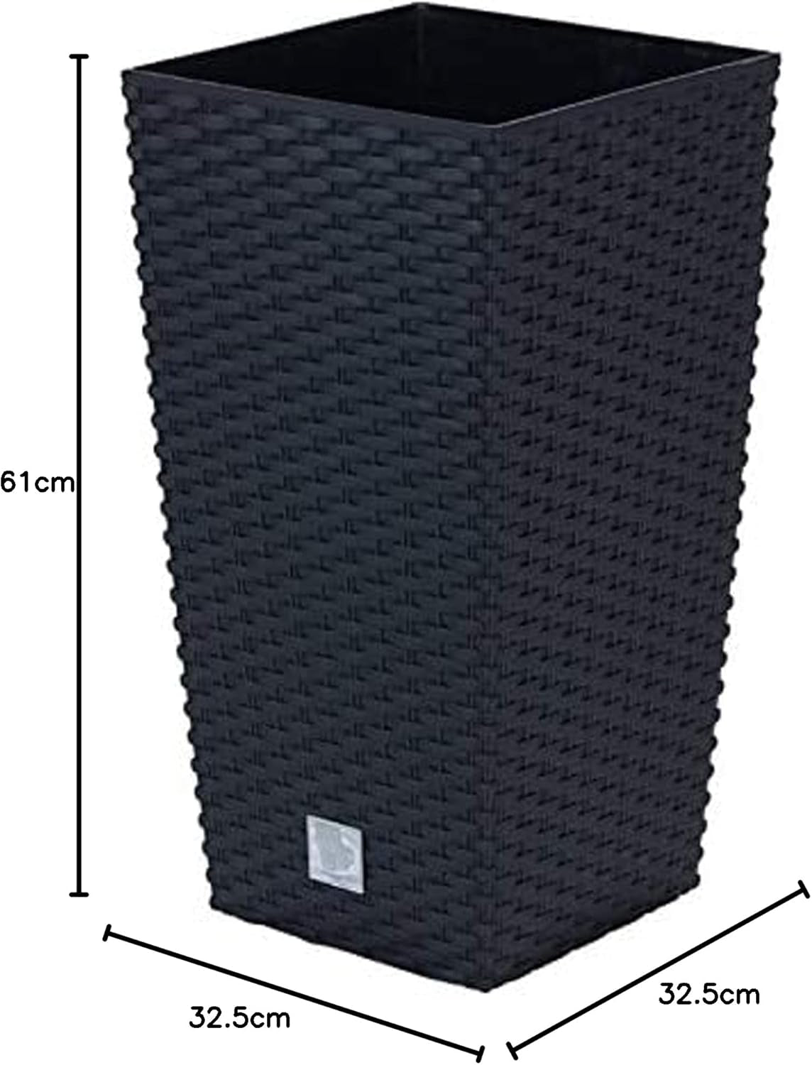 Vasi/vasi effetto rattan Prosperplast con inserto | 32,5 x 32,5 x 61 cm | antracite | resistente alle intemperie e ai raggi UV | realizzato in plastica robusta | per interni ed esterni
