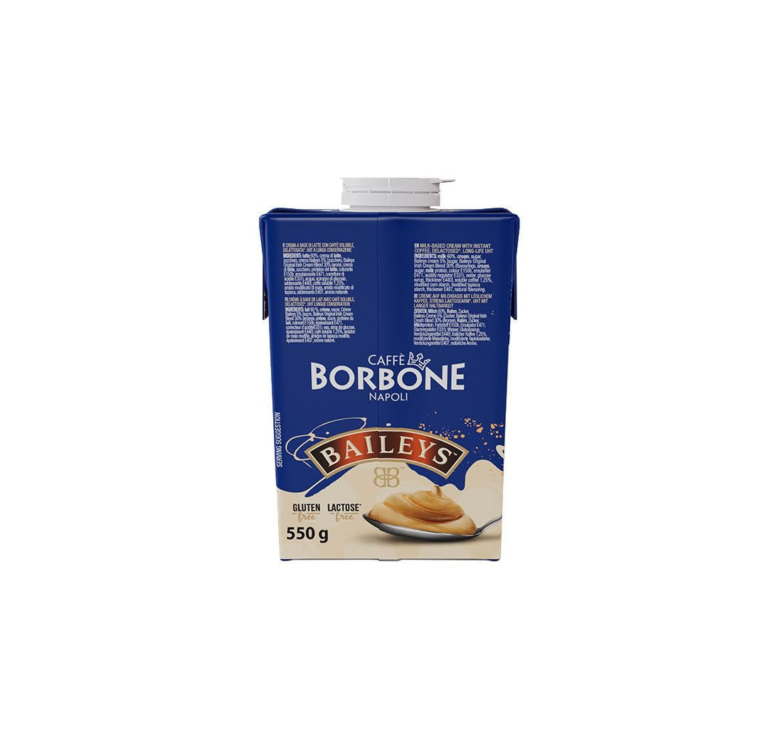 Caffè Borbone Baileys Kaffeecreme - Creme auf Milchbasis mit lactosefreiem, löslichem Kaffee, mit Baileys - lactose- und glutenfrei - 550-Gramm-Kartonpackung