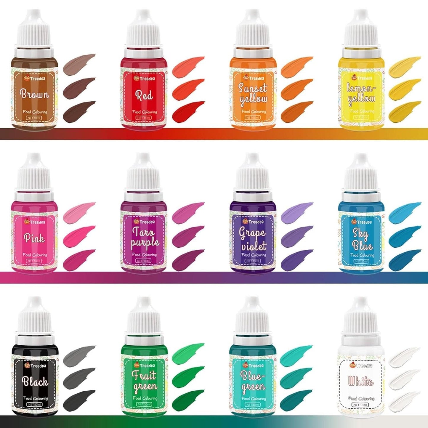 Set 12 coloranti alimentari liquidi, 10 ml Naty Shop