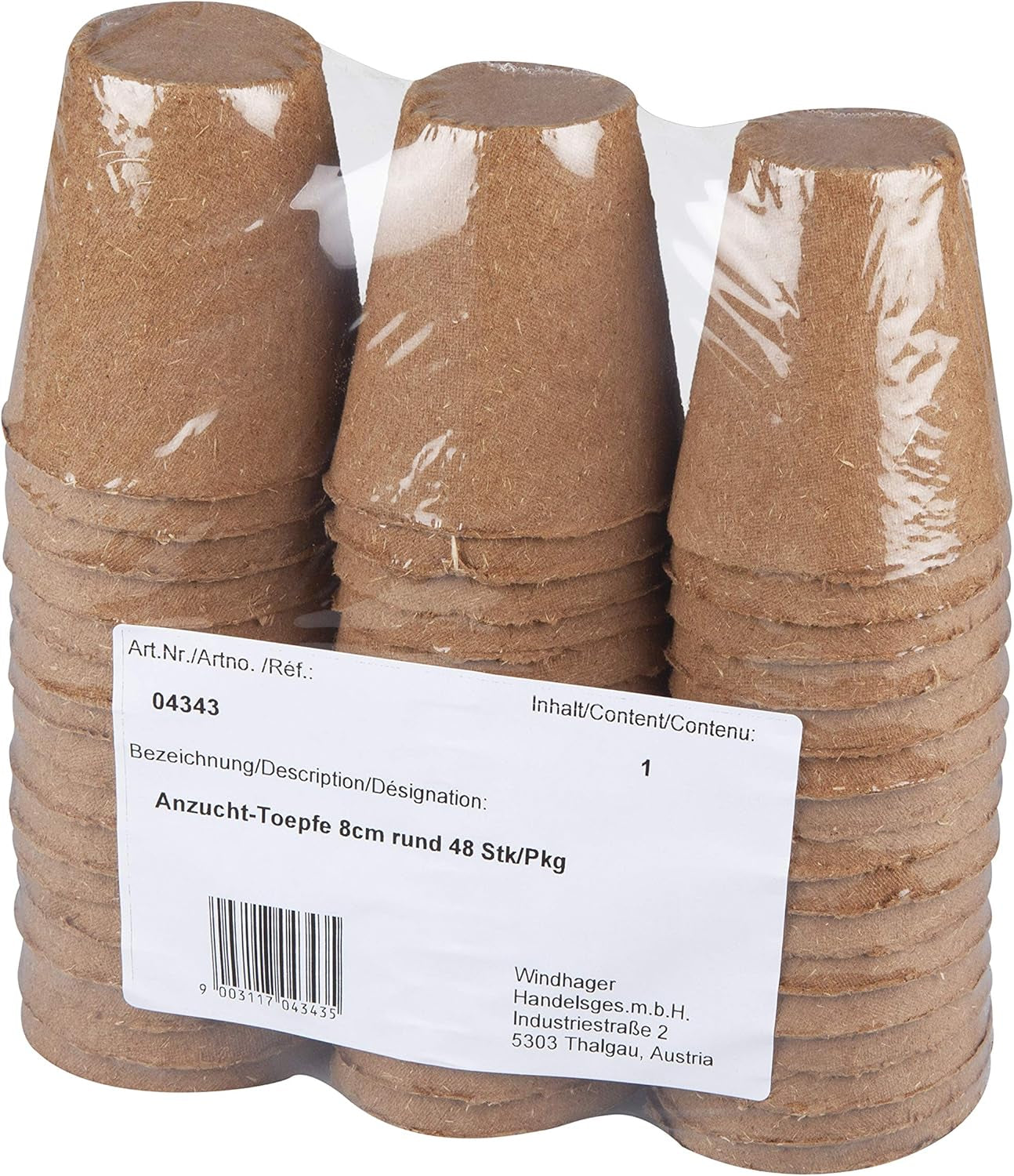 Vasi per piantine Windhager, 48 pezzi, diametro 8 cm, marrone, senza torba, 04343