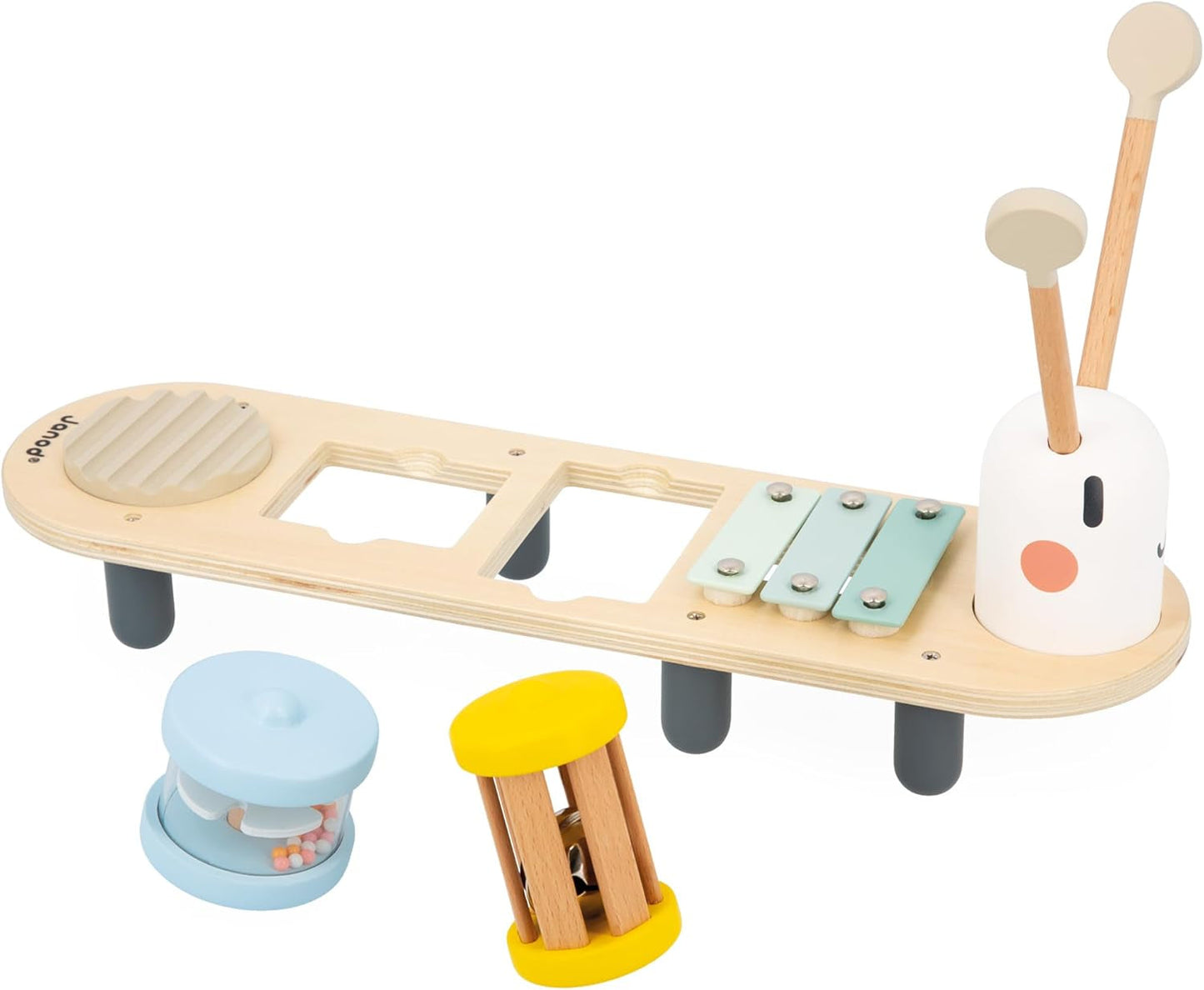 Janod - Tracce musicali Sweet Cocoon - 5 attività musicali per bambini - Educazione musicale precoce - Giocattolo in legno FSC - A partire da 12 mesi, J04058 Baby Toys Naty Shop