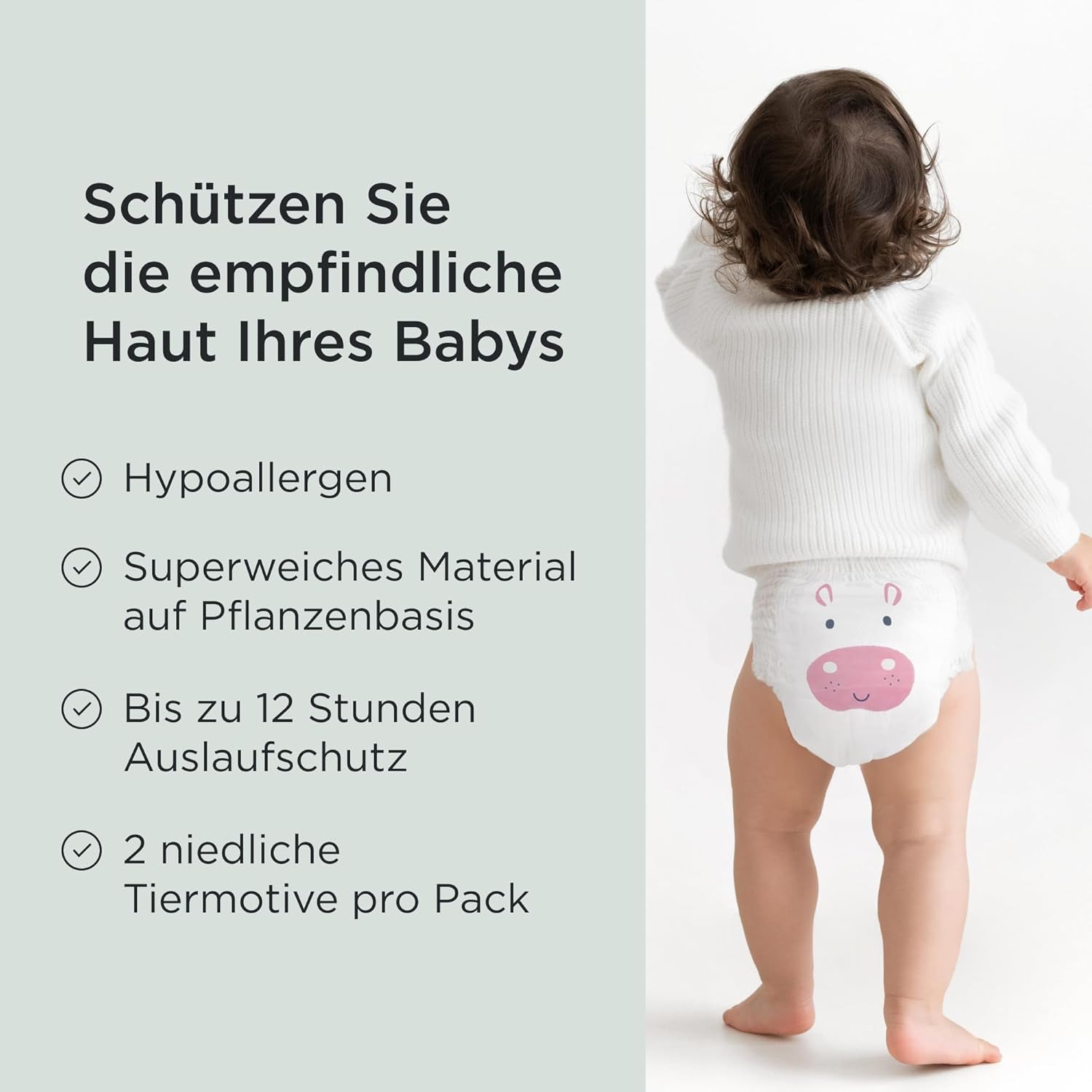 Kit & Kin Pannolini ecologici Premium, taglia 4 (9-16 kg), 132 pannolini, a base vegetale e ipoallergenici, protezione affidabile dalle perdite, vegani e cruelty free