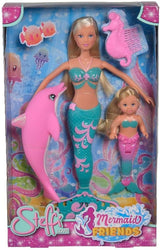 Simba 105733336 - Steffi Love Sirene Amici, Magica Sirena Bambola con Sorella Evi, Delfino e Altro, Giocattolo per Bambini dai 3 Anni in su