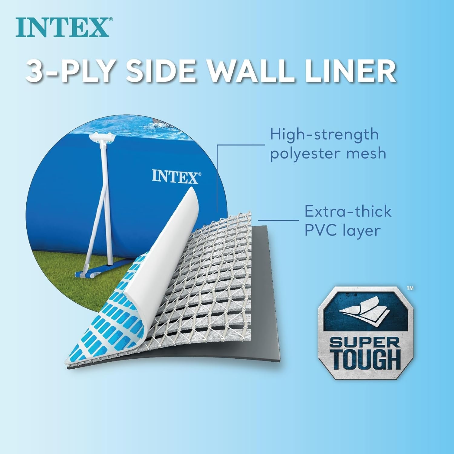 Intex 28271NP - Piscina fuori terra rettangolare con telaio, 2282 L, acciaio e PVC, blu, 260x160x65 cm