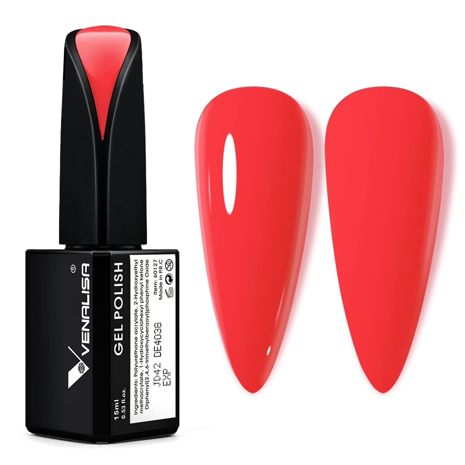VENALISA Smalto per unghie UV arancione corallo 15ml Smalto per unghie gel per lampada UV per unghie Modelli di smalto gel arancione corallo trasparente per design delle unghie fai da te