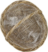 Cesto di fiori Dehner in rattan con manico, ca. 46 x 39 x 18 cm, tessuto in rattan, grigio/marrone