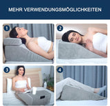Cuscino da lettura e cuscino in piume per elevatore gambe, cuscino per collo e gamba posteriore in memory foam, cuscino multifunzionale staccabile per letto, divano, seduta, sonno e riposo (Grigio)