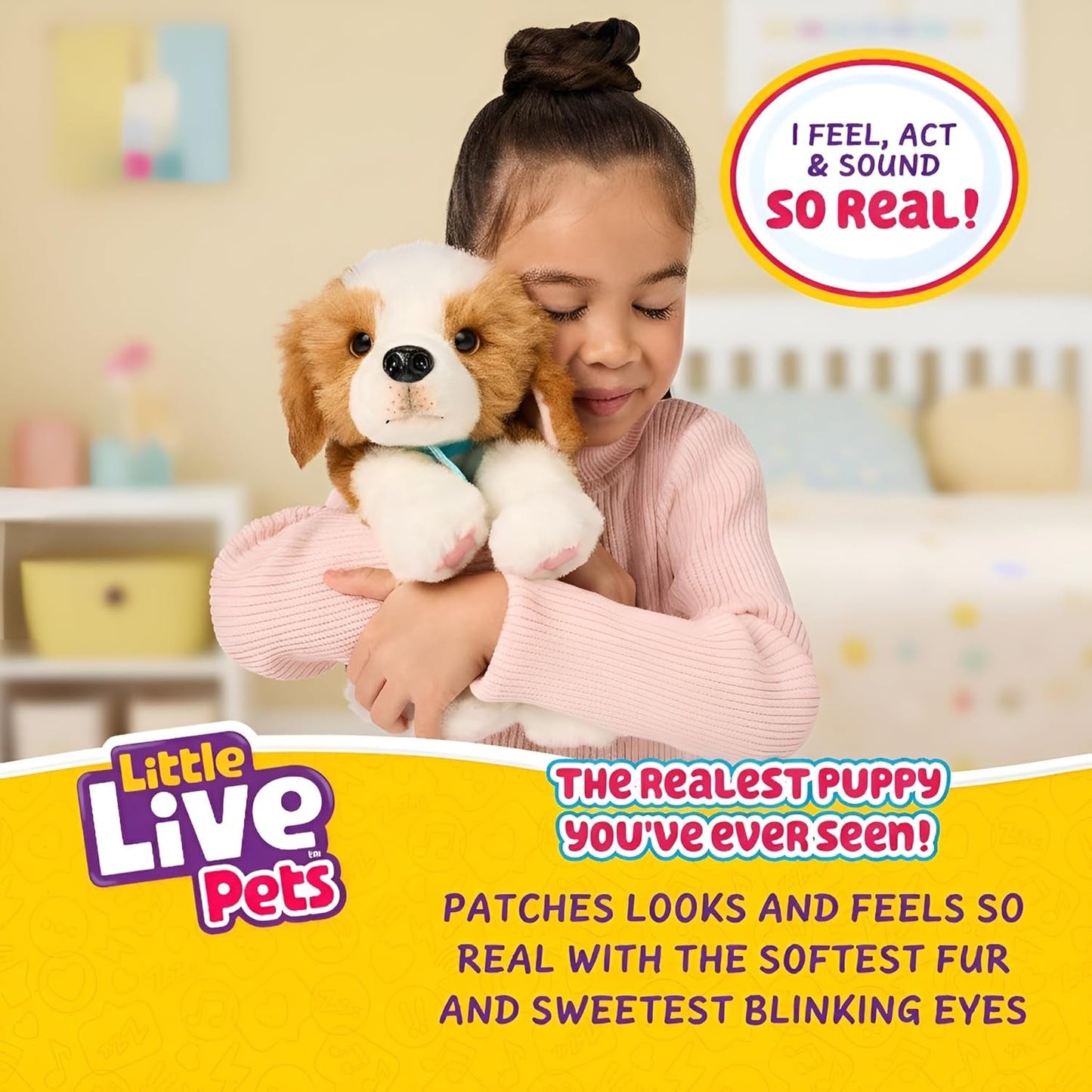 Little Live Pets My Really Real Puppy – Patch; Cucciolo interattivo; oltre 60 suoni/reazioni; aspetto realistico; 1 di 72 varianti; set da gioco con borsa per il trasporto; batterie incluse; dai 5 anni in su