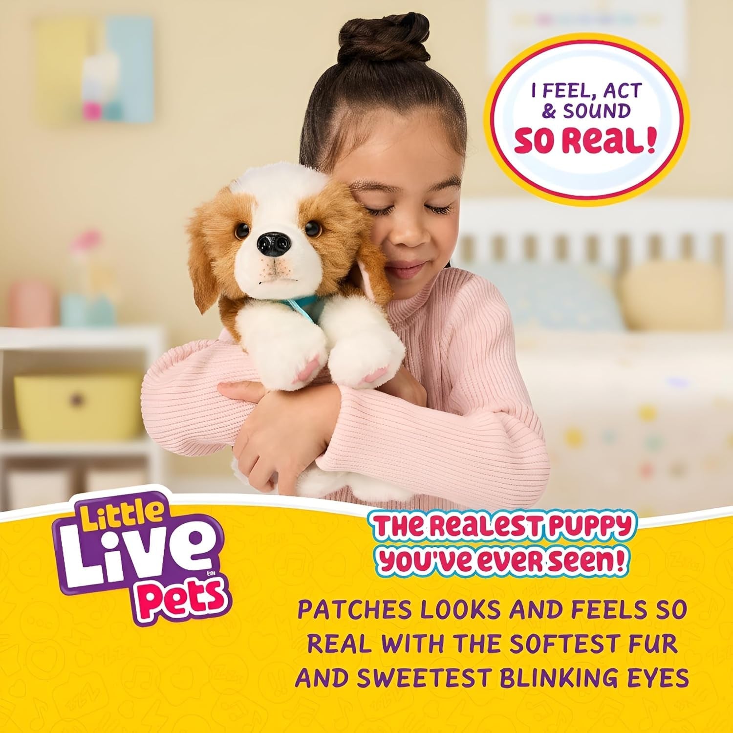 Little Live Pets My Really Real Puppy – Patch; Cucciolo interattivo; oltre 60 suoni/reazioni; aspetto realistico; 1 di 72 varianti; set da gioco con borsa per il trasporto; batterie incluse; dai 5 anni in su