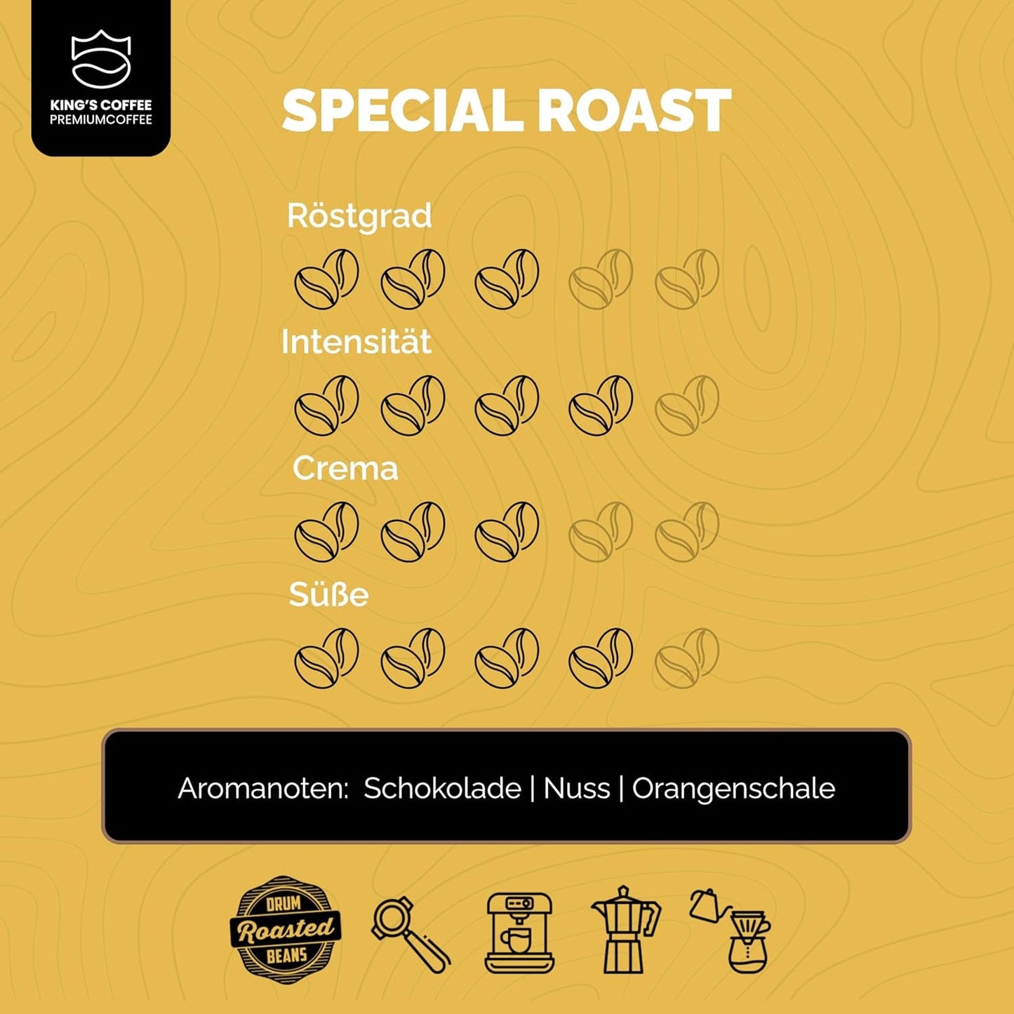 KING'S COFFEE - SPECIAL ROAST - 1 kg Barista Premium Espresso in grani - Caffè a bassa acidità - Tostatura in piccoli lotti in Italia - La migliore miscela Arabica-Robusta per macchine completamente automatiche e portafiltro