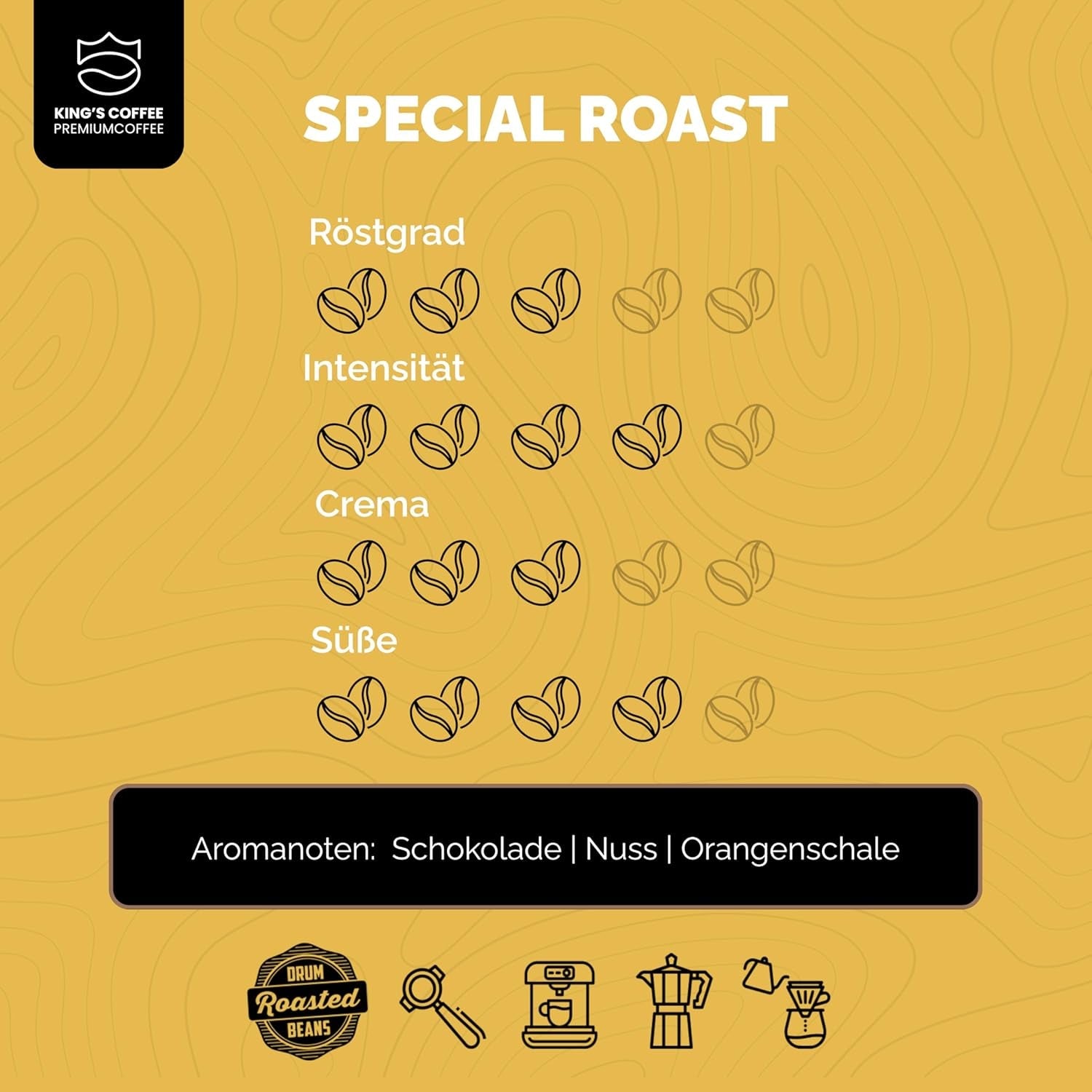 KING'S COFFEE - SPECIAL ROAST - 1 kg Barista Premium Espresso in grani - Caffè a bassa acidità - Tostatura in piccoli lotti in Italia - La migliore miscela Arabica-Robusta per macchine completamente automatiche e portafiltro
