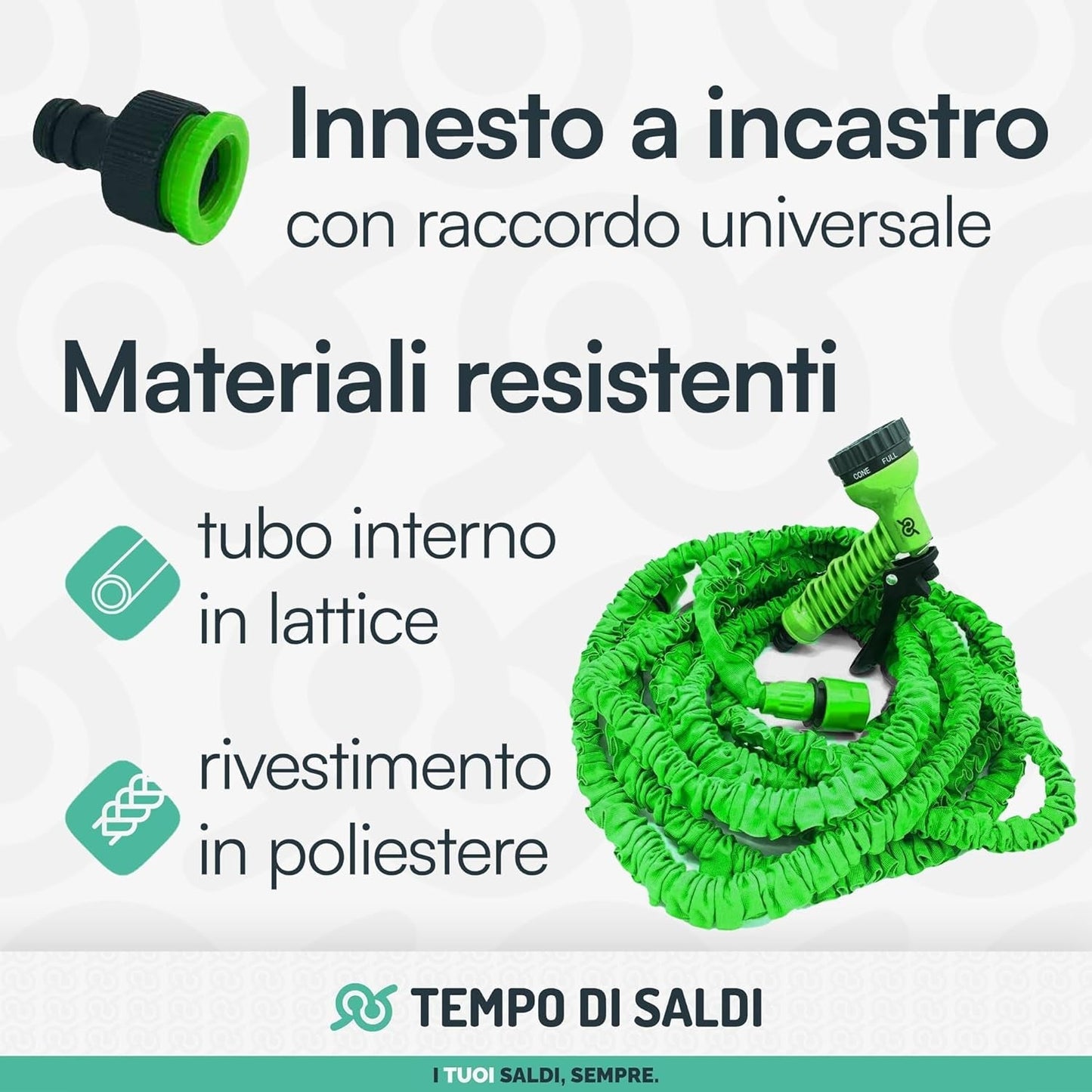 Tubo da giardino estensibile da 15 m con 7 funzioni per la pulizia impermeabile