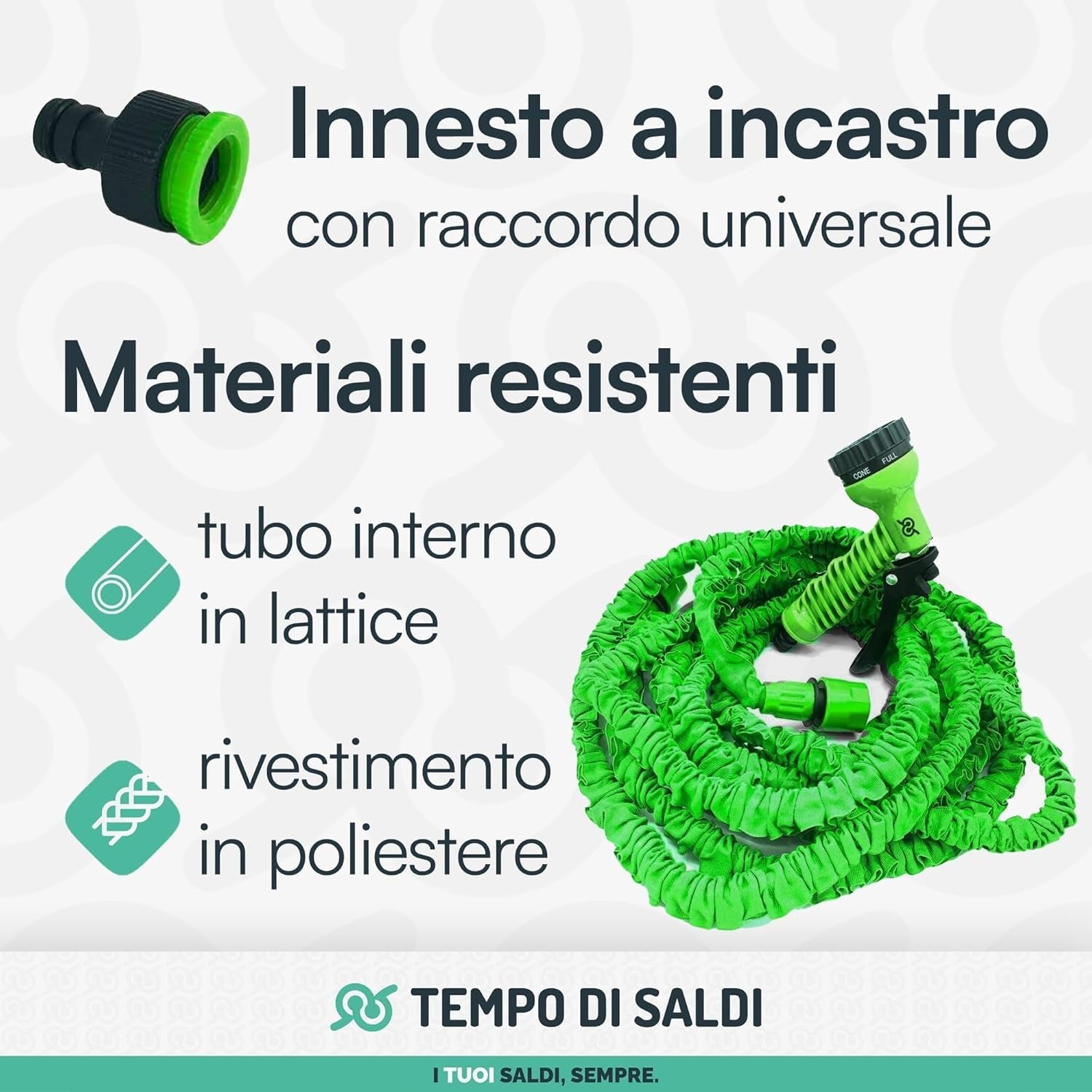 Tubo da giardino estensibile da 15 m con 7 funzioni per la pulizia impermeabile