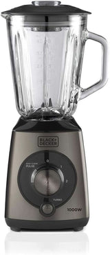 BLACK+DECKER Impastatrice | 500 W | 2 velocità | Funzione impulso | Tappeto in vetro | 1,5 l | Edelstahlmesser Mit 4 Klingen | Herausnehmbar Und Leicht Zu Reinigen | Weiß Und Grau Cucina Naty Shop 1000W Edelstahl