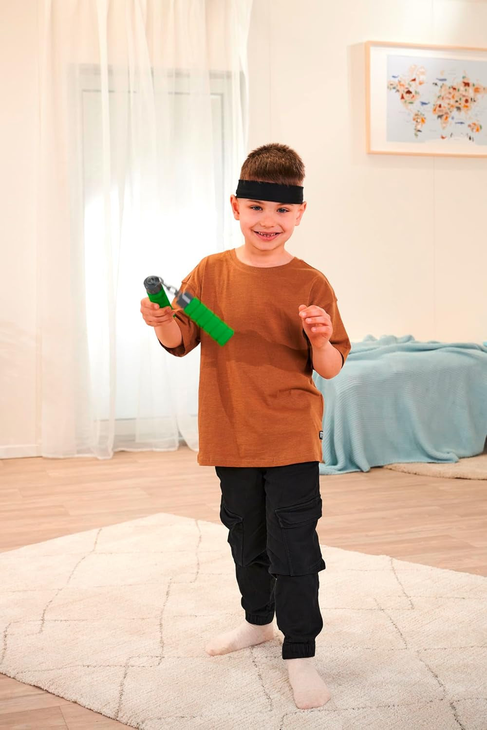 Successivo Ninja Nunchaku, suono, manico avvolto in morbido materiale, 13cm, gioco di ruolo, da 3 anni, verde Action figures Naty Shop