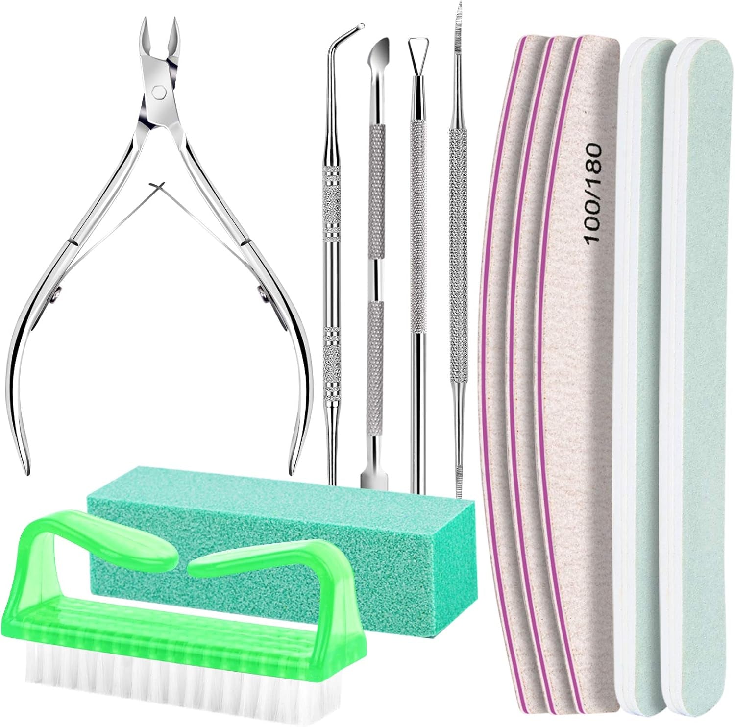 FANDAMEI Set manicure, Buffer Für Nägel, Nagelfeile 100/180, Nagelfeilen Für Gelnägel, Nagelhautschieber, Buffer Für Gelnägel, Feilen Für Gelnägel, Nagelzange, Nagelfeilen Set, Maniküre & Pedicure Set