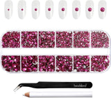 Beadsland 2500 pezzi di vetro per nail art strasssteine ​​​​Kristall Flatback Edelsteine ​​​​Runde, ​​für Handwerk Gemischt 8 Größen SS4 ~ SS30 con picking Pinzette e Stift (Kristall Weiss)