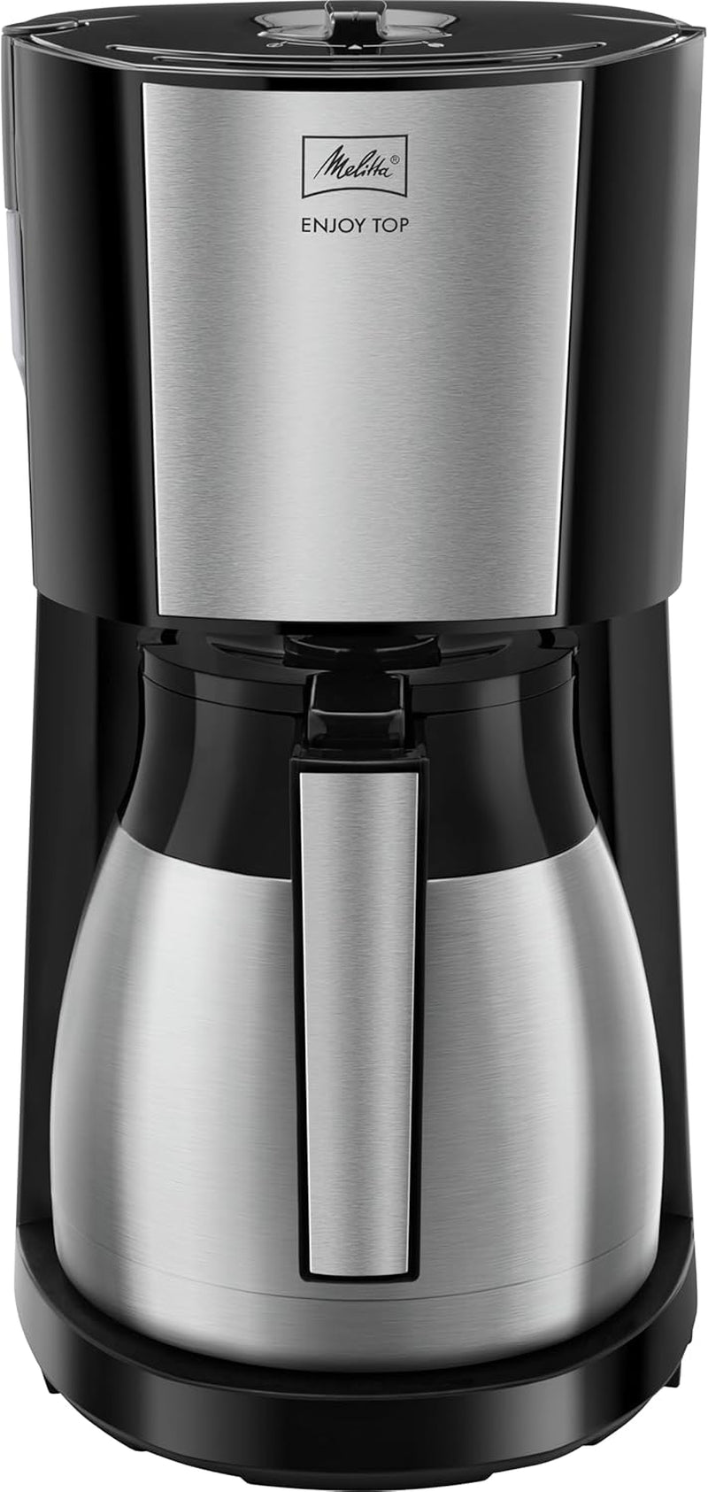 Melitta Enjoy Top Therm - Macchina per caffè espresso con filtro e caraffa termica in acciaio inossidabile, fino a 10 tazze di caffè, nero/acciaio inossidabile