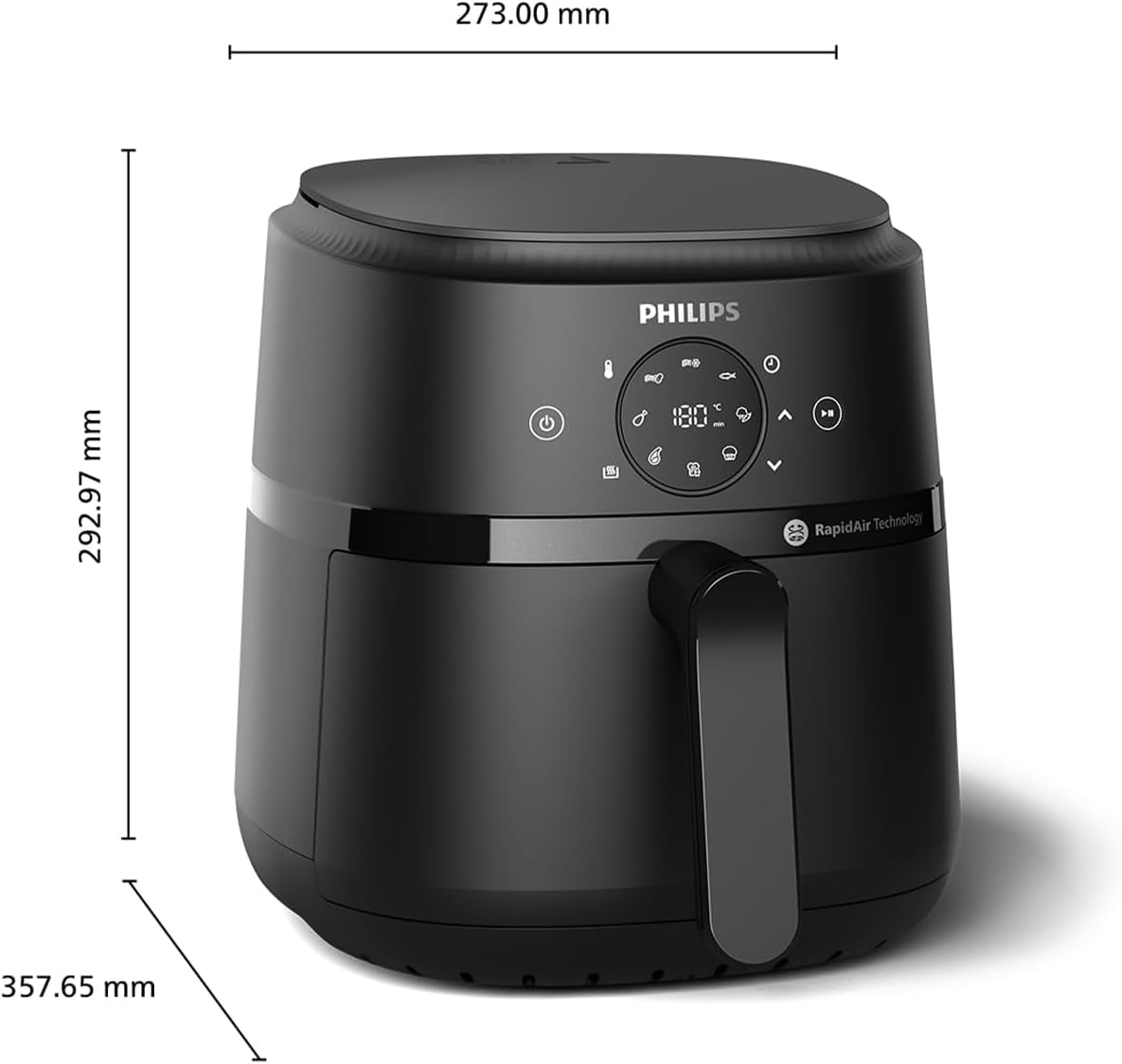 Philips Airfryer serie 2000 4.2L - Touch screen digitale, 13 opzioni di cottura, 9 funzioni preimpostate, Fino al 90% di grassi in meno con tecnologia Rapidair, potenza 1500W Elettrodomestici Naty Shop