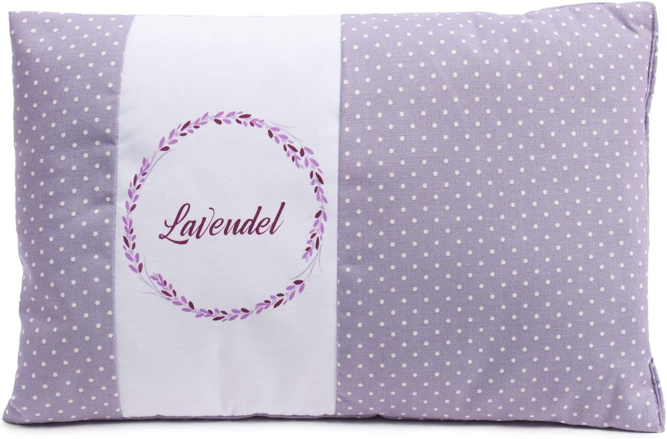 Gözze - Cuscino alle erbe profumate, imbottitura in miscela di erbe da 200 g, fodera in cotone 100%, 30 x 20 cm - Plaid Verde Naty Shop Cuscini Standard Pois Viola