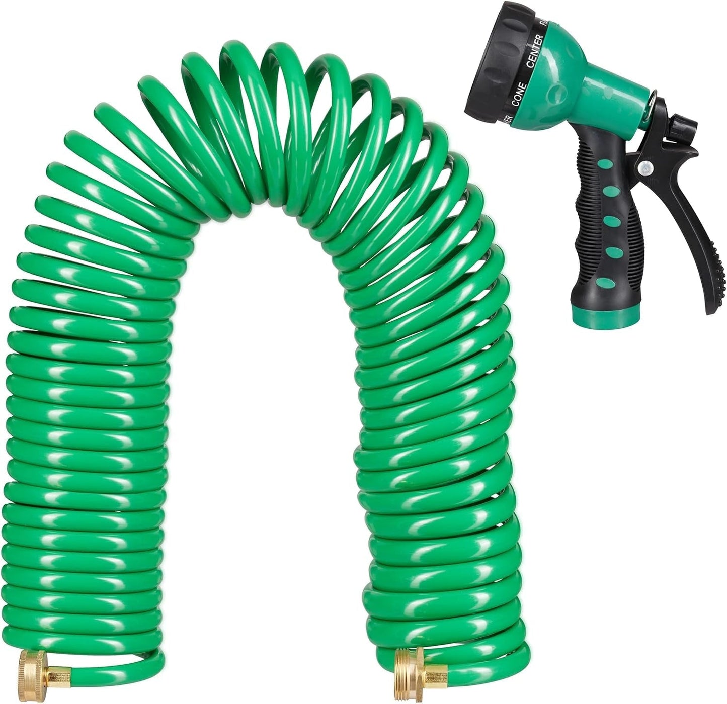 Relaxdays Tubo A Spirale Allungabile Fino A 20 Metri Tubo Flessibile da Giardino con Spruzzatore 7 Tipi di Getto Verde