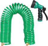 Relaxdays Tubo A Spirale Allungabile Fino A 20 Metri Tubo Flessibile da Giardino con Spruzzatore 7 Tipi di Getto Verde