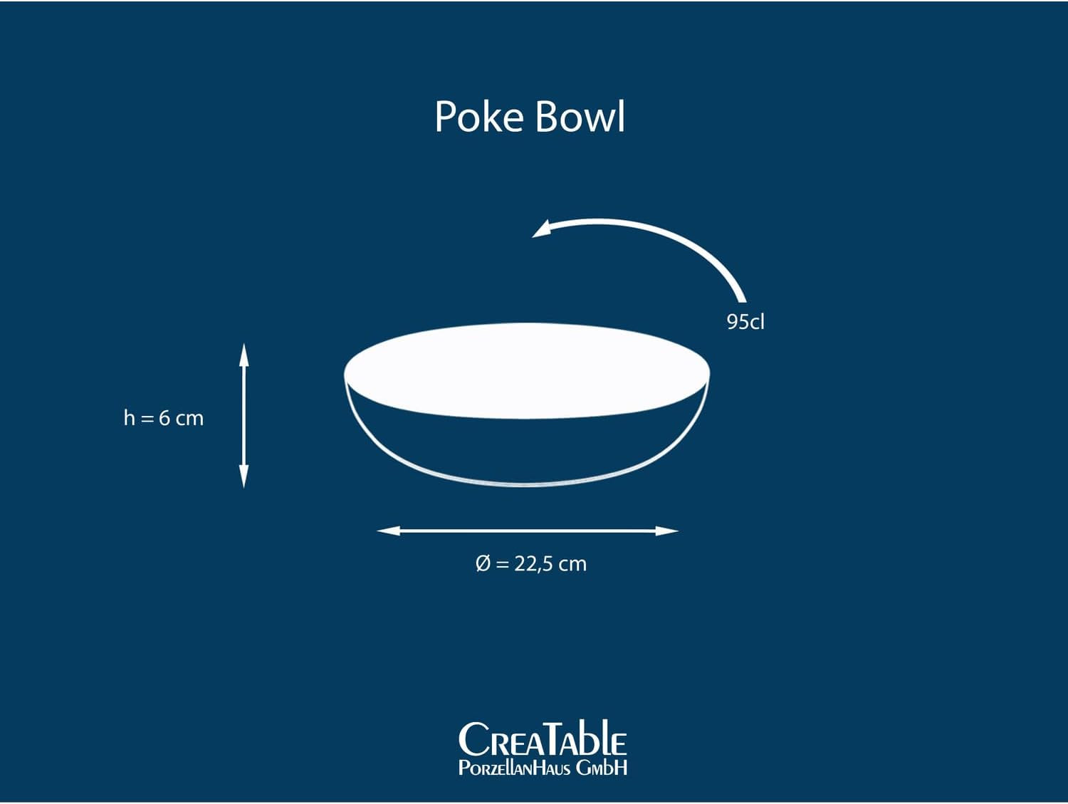 Creatable, 21683, Serie Nature Collection Water, set da 4 pezzi per 4 persone, Poke Bowl aus Steinzeug, spülmaschinen- und mikrowellengeeignet, Qualitätsproduktion